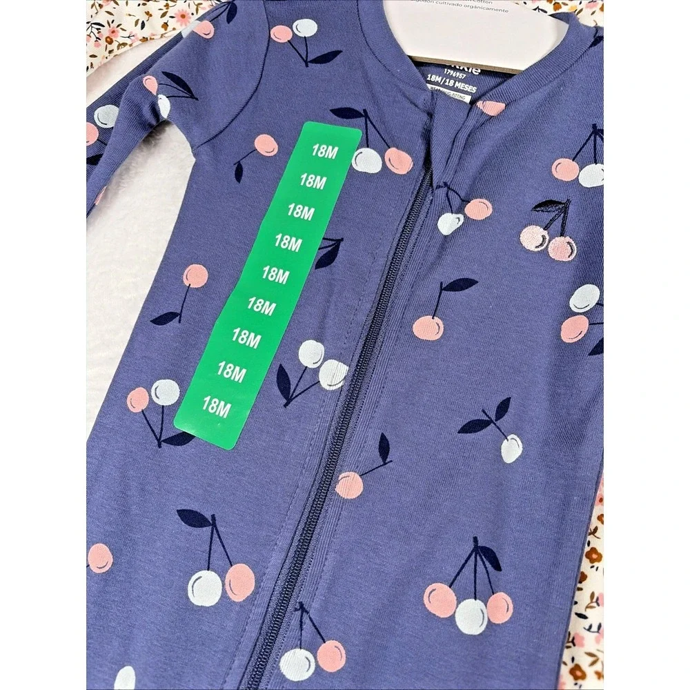 Pekkle 2-pack Sleepers - Cherries & Flowers - 18M - NWT